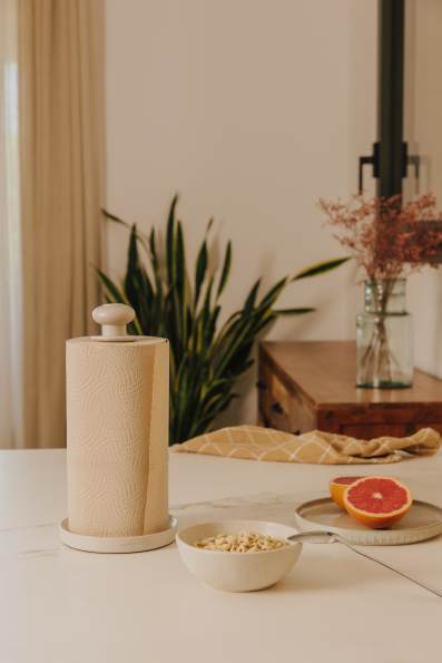 Kitchen paper holder with integrated spray