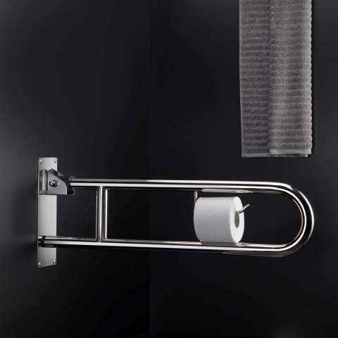HINGED GRAB BAR WITH PAPER HOLDER