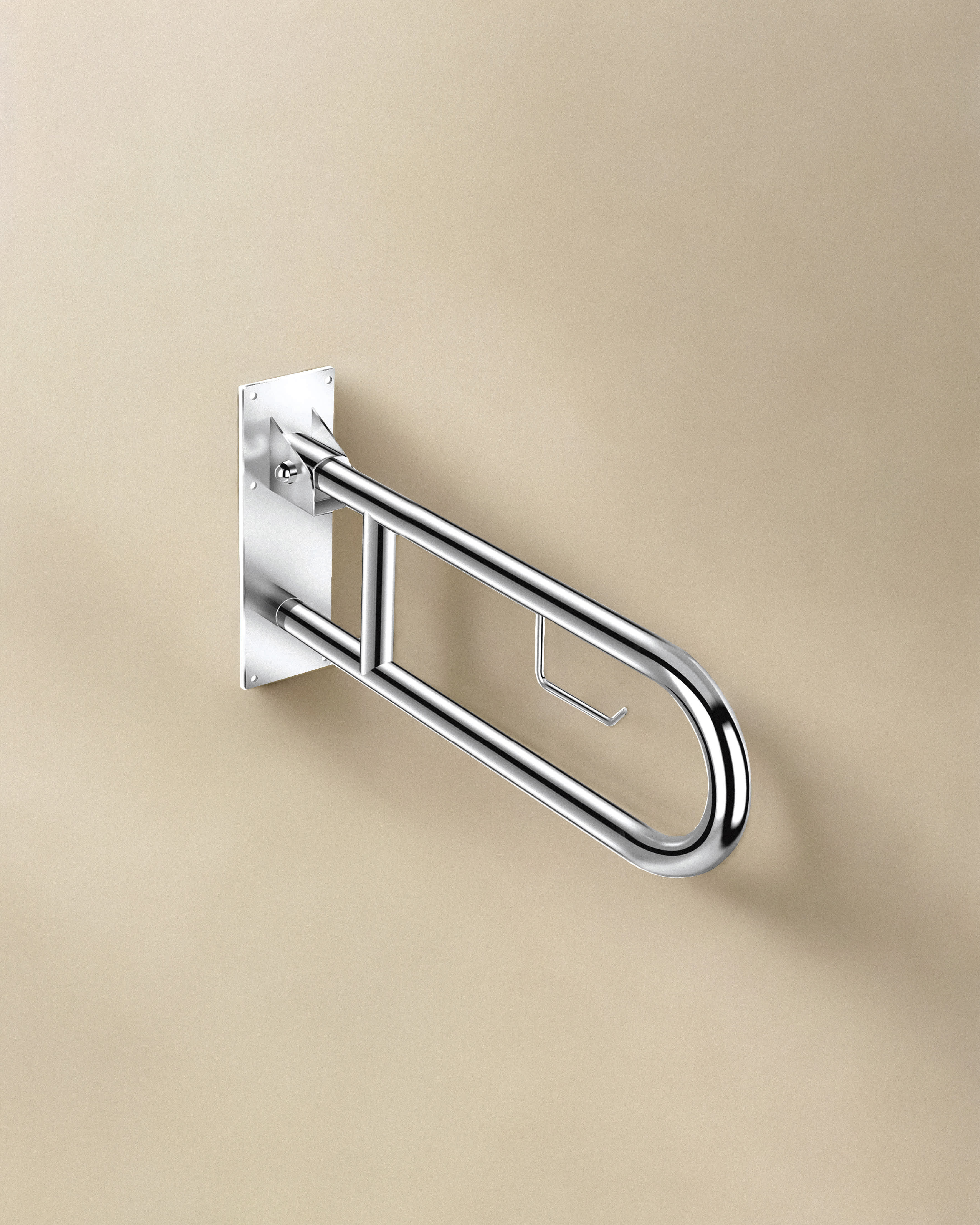 HINGED GRAB BAR WITH PAPER HOLDER