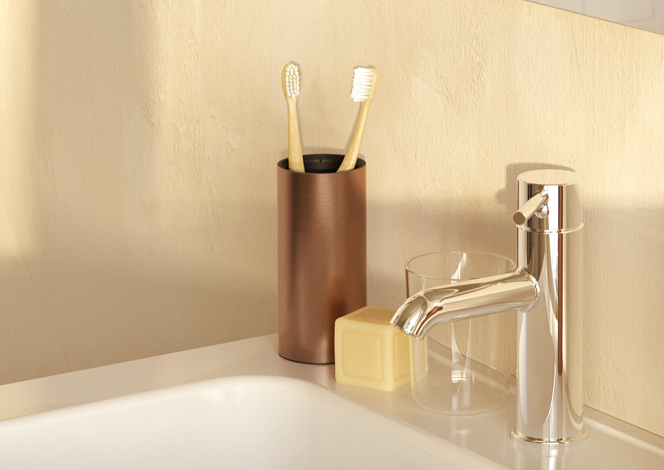 Porte-brosse à Dents En Terre De Diatomée - Sèche Rapidement, Design Minimaliste, 6.1x6.1x6.6 Cm - Couleur Marron